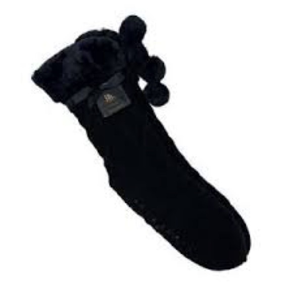 NWT FRYE Cable Knit Boots/Home Socks Fur Pom Pom - One Size - Picture 7 of 7